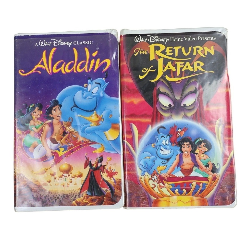 Vintage Aladdin & The Return Of Jafar VHS Lot Walt Disney Home Video Animated